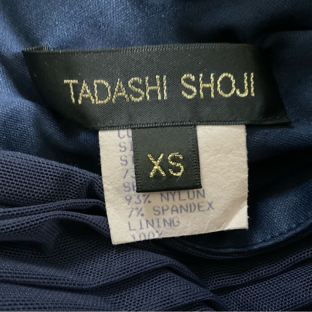 Tadashi Shoji Midnight Navy Sculpted Gown XS Ruched Mermaid Formal Dress - Picture 3 of 16